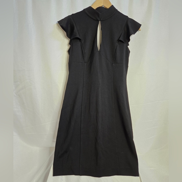 ✨ Bebe Black Keyhole Flutter Sleeve Dress – Size Medium ✨ - Picture 1 of 6